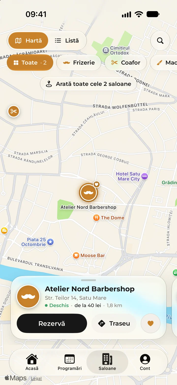Harta saloanelor din Kyro, cu un salon selectat.
